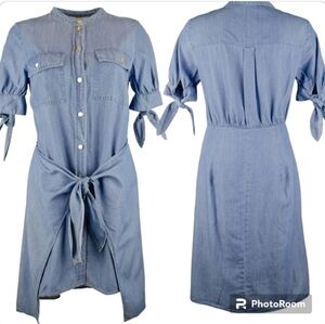 Michael Kors Chambray Denim Wrap Around Shirt Dress sz S